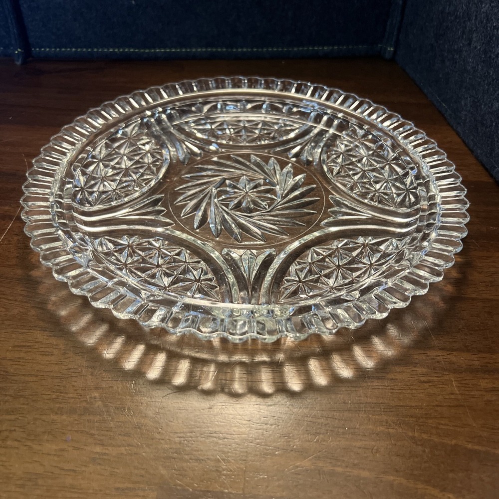 Anchor Hocking‎ Platter Dish Starburst & Bars Pinwheel Arch Pie Crust Edge